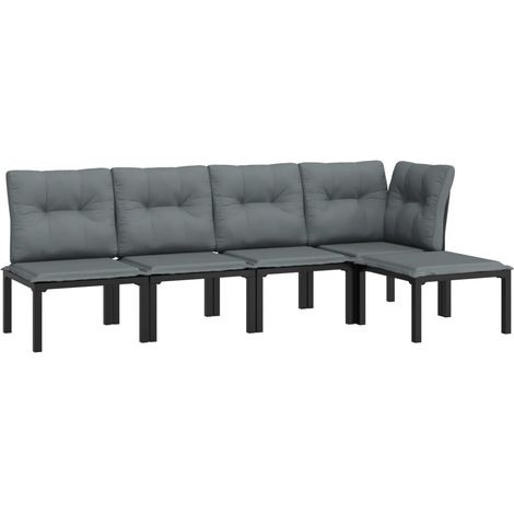 Muebles de jardín muebles de exterior juego de muebles 5 piezas resina tejida negra y gris 020016614 (1/5)