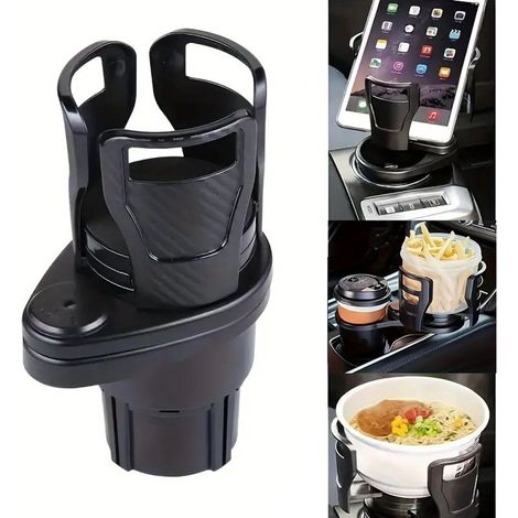 Porte-gobelet de voiture - Porte-gobelet 2 en 1 - Support universel - Porte-gobelet double réglable - Porte-gobelet pliable - Support multifonctionnel rotatif à 360° - Porte-gobelet pour voiture (1/4)