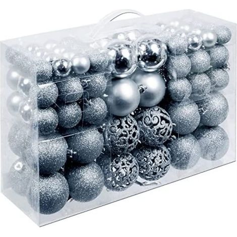 No-name Kit Completo palline di Natale argentate 100 pezzi