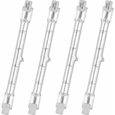 Tubo halógeno HaloLine, casquillo R7S, lámpara tubo halógena T3, 230 V, 300 vatios, 118 mm, blanco cálido - 2800 K (4 piezas).