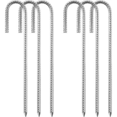 (8 mm x 30 cm) Piquets de tente en acier set de 6 Kit de fixation de trampoline en J galvanisé Tente de trampoline Tente de camping Balançoire Toile de trampoline (1/5)