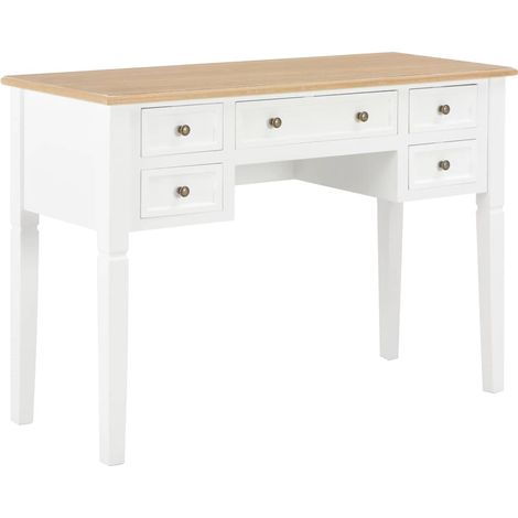 vidaXL Escritorio de madera blanco 109,5x45x77,5 cm (1/5)