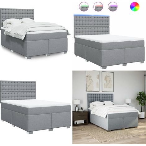 vidaXL Boxspringbett mit Matratze Hellgrau 160x200 cm Stoff (1/5)