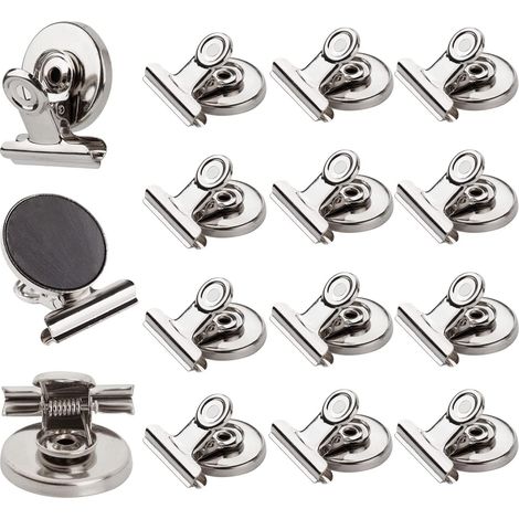 Pinces Magnétiques Puissantes - Aimants de Réfrigérateur Robustes 31mm Lot de 12 Anti-Rayures - Fixations à Aimant pour Maison, Bureau, École, Suspension Décorative (1/5)
