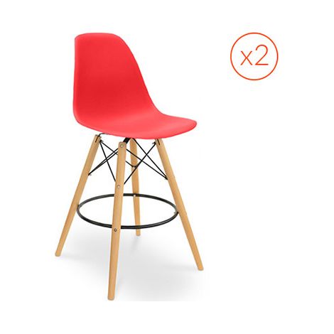 Set of 2 DESWICK Bar Stools Red (1/3)