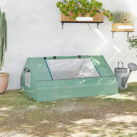 Serre de jardin rectangulaire en acier avec revĂŞtement en PE - 180x140x80cm - portes et fenĂŞtres enroulables - vert (1/5)