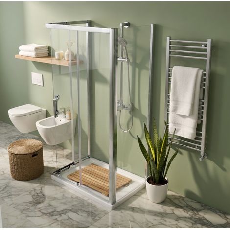 Box Doccia 3 lati 80x80x120 cm: fisso + angolare scorrevole GIGI - Cromato Lucido (1/5)