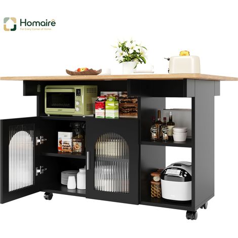Desserte de cuisine en verre multicolore avec rangement 120 x 30 x 79,5 cm HOMAIRE (1/5)