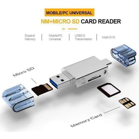 Lecteur De Carte - USB-C Vers TF Micro-SD - USB 2.0 - Compatible Smartphone Ordinateur Portable - 1 Pièce (1/4)