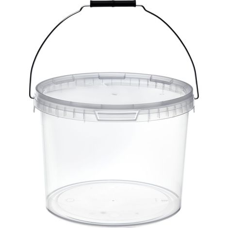 Garronda Seau avec Couvercle 12 L pour Le Stockage de Produits Alimentaires et Chimiques 50 Pièces Transparent GD-0072