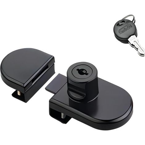 1 Pièces Serrure De Porte En Verre, Verrouillage de Sécurité de la Vitrine, Aucun Perçage Requis, pour Vitrine en D'armoire à Vin de 5 à 8 MM, Noir (1/5)