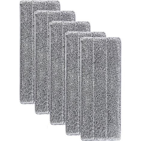 Lingettes plates pour balai à franges, 33 x 12 cm, recharges en microfibre, têtes de balai lavables pour nettoyage à sec et humide, compatibles avec les marques Joy-mop et O-shang, gris, lot de 5 (1/5)