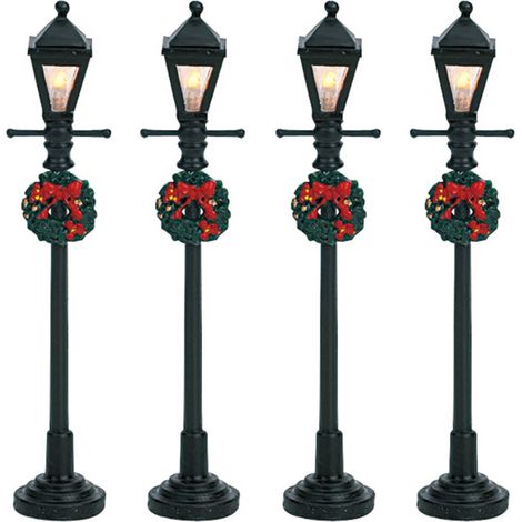 Gas Lantern Street Lamp, Set Of 4 - Lemax cod 64498 (1/2)