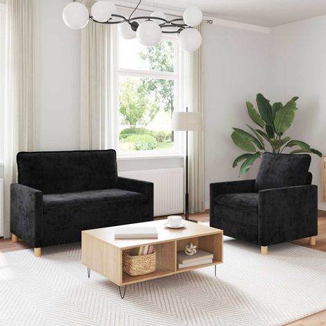 vidaXL Sofa Set 2 pcs Schwarz Polyester (1/5)