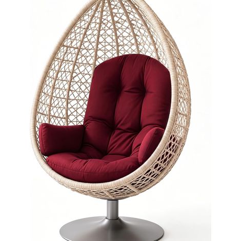 Coussin de fauteuil suspendu extérieur, imperméable, épais, rembourré - Coussin de siège pour fauteuil suspendu avec forme ronde et fixation - Coussin pour chaise d'œuf papasan, balcon (1/5)