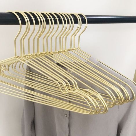 Porte-Manteaux en métal doré Brillant, 42 cm, Cintre, Cintre pour Costume, Cintre pour Robe avec de Grandes entailles, Paquet de 10 (1/5)