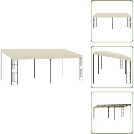 Wand-Pavillon 3x6 m Creme Stoff - Wandpavillion - Gartenzelt - Sonnensegel - Outdoor Möbel - Terrassendeck (1/5)