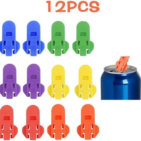 Set di 12 apriscatole. Apriscatole manuale in plastica. Sigillante e antipolvere. Apri-lattine manuale ad anello per bevande. (1/5)