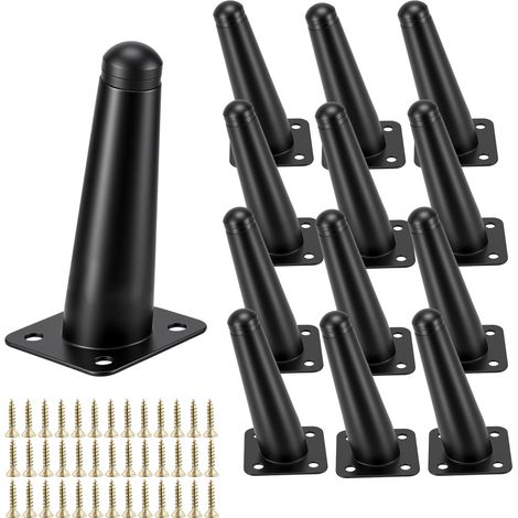 Lot de 10 Pieds De Meubles Inclinés en Métal - 10 cm - Noir (1/5)