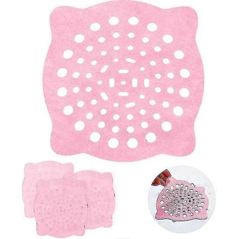 Attrape-cheveux jetables pour douche, lot de 15, autocollants adhésifs pour bonde de douche, baignoire, 15 cm rose (1/5)