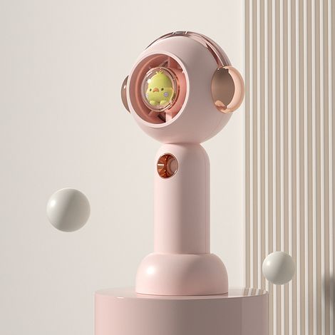 Mini ventilador portátil, recargable por USB, ideal para actividades al aire libre, la oficina, etc., pequeño y portátil (rosa). (1/4)