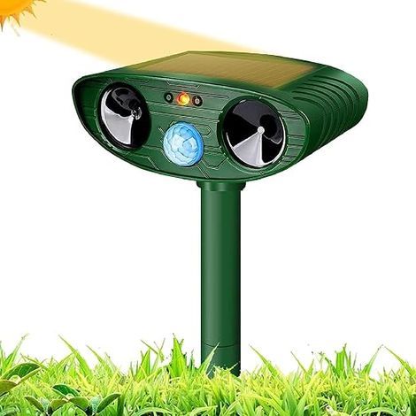 Répulsif Chat Ultrason, Repulsif Chat Solaire, Répulsif Ultrason Anti Rongeurs avec Détecteur de Mouvement, Étanche Repulsif Chat Exterieur pour Anti Chats Chiens Souris Ratons Animaux de Jardin (1/5)