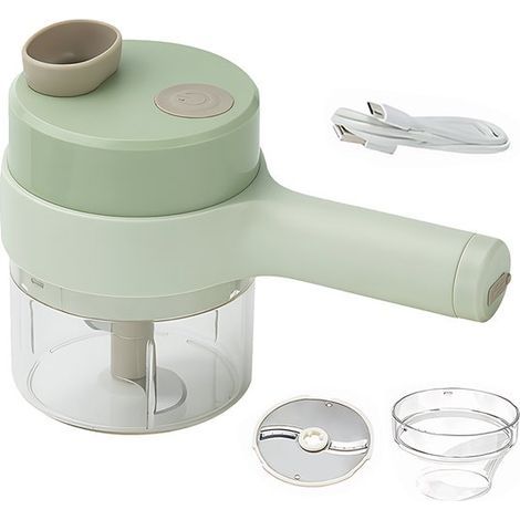 Trancheuse à légumes électrique multifonction Longziming – Hachoir 4 en 1 – Mini trancheuse à ail et à oignon – Ustensile de cuisine pratique – Rechargeable – Compact et portable – Idéal pour la cuisi (1/5)