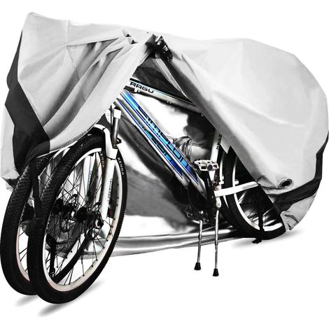 MINKUROW Copribiciclette Per 2 Bici Impermeabile Tessuto Oxford 210d Traspirante Copri Bici Da Esterno Con Occhielli Di Bloccaggio Protezione, Per Mountain Bike Da 29 Pollici E Bici Da Strada (Argento (1/5)