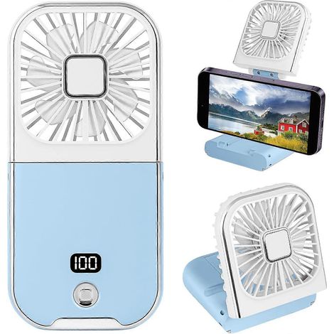 Ventilateur pliable portable, mini ventilateur personnel rechargeable par USB, ventilateur de cou, ventilateur de table pliable à 180° alimenté par batterie-AquaForge (1/5)