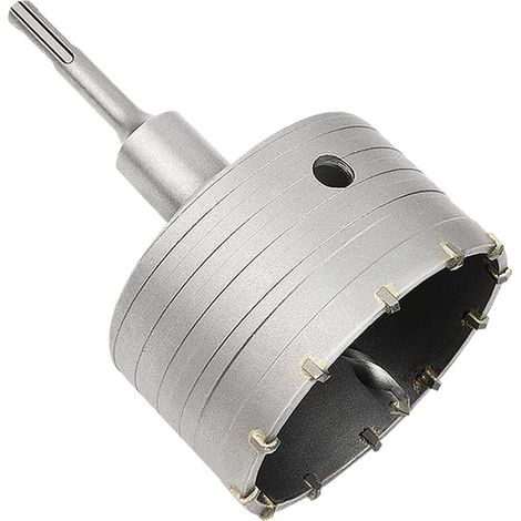 Foret scie cloche en carbure de 110 mm avec adaptateur SDS Plus - Perçage pour trous creux dans la brique, le béton, le ciment et la pierre - Pointes en tungstène (adaptateur SDS Plus 100 mm + 110 mm) (1/5)