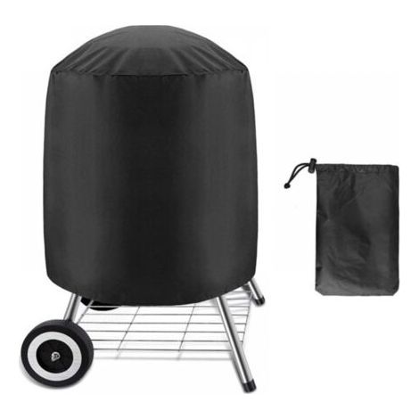 Black Round Grill Cover for Charcoal Grill, 190T Polyester Taffeta with Silver Backing, Waterproof, Windproof, UV and Tear Resistant, with Storage Bag (1/5)