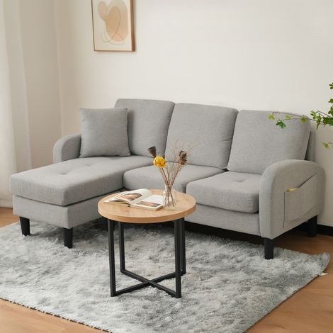 Divano angolare modulare 166x118x77 cm in tessuto grigio, salvaspazio per soggiorno FloraGrace (1/5)