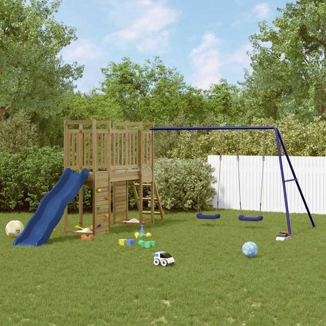 Aire de Jeux d'extérieur Maisonnette de jeu Maison enfant exterieur bois de pin imprégné 53413 (1/5)