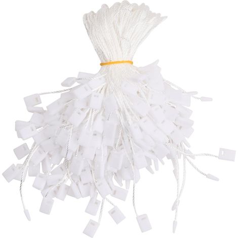 Lot de 1000 Attaches de Prix pour Étiquettes, String for Hang Tags Suspendre Tag Corde avec Fermoir Verrou, pour Vêtements Bijoux Habillements Emballage Accessoires de Bagages, 17 cm (Blanc) (1/5)