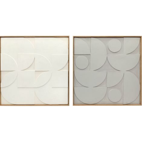 Decorazione da parete 3D geometrica 2 pezzi 80 x 80 cm bianco (1/5)