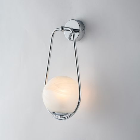 Afrodite Applique in ferro cromato 1 luce con sfera dm.14 .16 P.19 BL286-AP1-CR