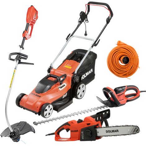 PACK - DOLMAR Tondeuse 41cm EM410 + Coupe-Herbe ET101C + Taille-Haie 55cm HT5510 + Tronçonneuse 35cm ES39TLC + Rallonge 40m