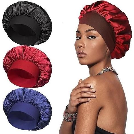 3 Schlafhauben aus Seidensatin, weich und bequem, Satin-Nachthaube für die Haarpflege im Schlafzimmer (1/4)