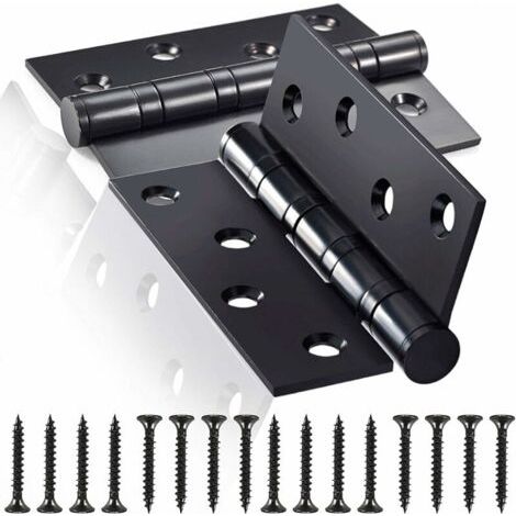 Charnière de Porte en Inox,2 Pcs Charnières De Porte Charnières Pliables Charnières Inox Épaisseur 3mm Paumelle,pour Portes massives intérieur (Black) (1/5)
