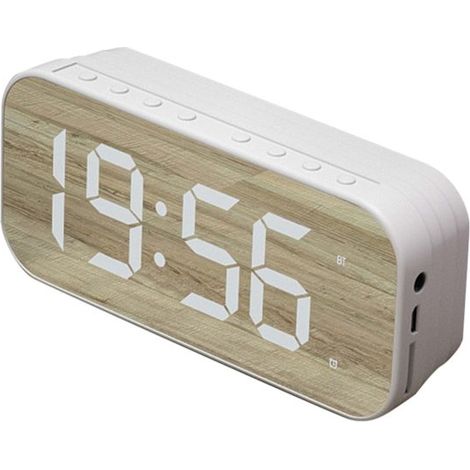 Reloj despertador con espejo LED, reloj despertador con altavoz digital, reloj de mesita de noche inalámbrico con pantalla digital recargable por USB, adecuado para el dormitorio, el hogar y la oficin (1/4)