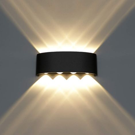 Moderne Lampe Murale LED Applique Murale Up Down Imperméable Aluminium Lèche-murs LED Intérieur Extérieur pour Salle de Bains Porche Chambre à Coucher Couloir Salon Escalier, 8W Blanc Chaud (1/5)
