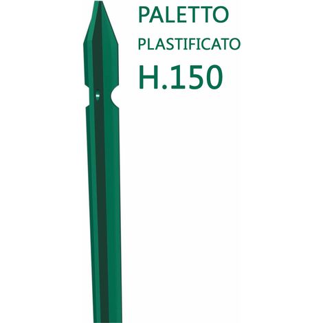 10PZ PALETTO IN FERRO PLASTIFICATO PER RECINZIONE A T 30X30X3 H 150 CM VERDE (1/2)