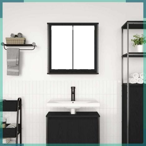 Armoire murale - 861897 - chêne noir - double miroir - 60 x 21 x 60 cm (1/5)