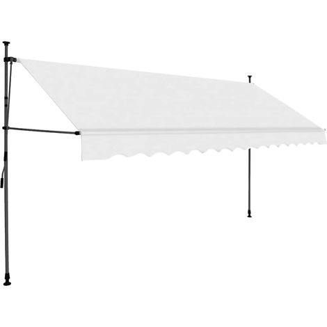 Auvent manuel rétractable avec LED 400 cm Crème (1/5)