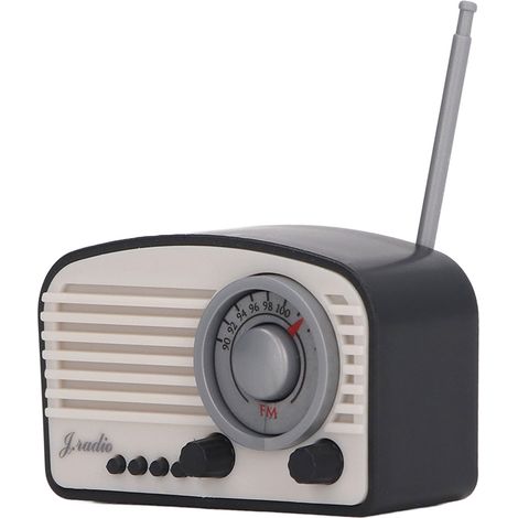 Mini radio miniature pour maison de poupée, décoration vintage mignonne et réaliste, jouet pour enfants, noir (1/5)