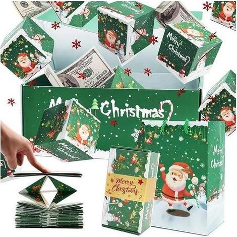 Lot de 12 coffrets cadeaux surprises de Noël, comprenant des enveloppes rouges de Noël, des boîtes cadeaux pliables et des boîtes explosion, parfaits pour la famille, les enfants et les amis.-Chrom