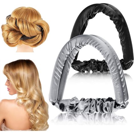 Lot de 2 bigoudis à ruban sans chaleur pour cheveux longs, boucles naturelles, style de coiffure pour femmes et filles (motif léopard) (1/5)