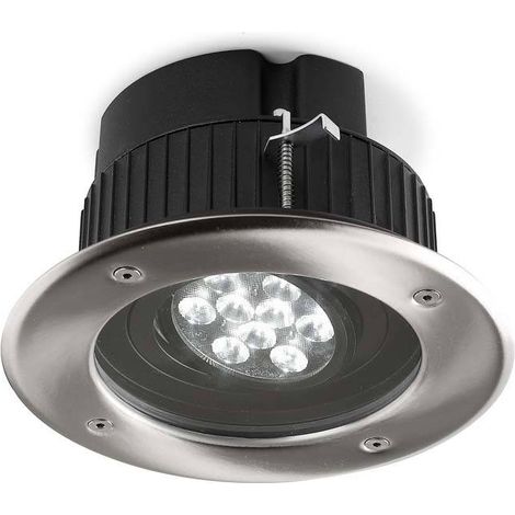 LedsC4 Gea - Downlight LED Encastrable LED 22W et 1915lm avec Blanc Neutre 4000K. Diamètre 19cm. Structure en Acier, cristal. Usage Extérieur IP66. Coloris Acero inoxidable aisi 316, transparent