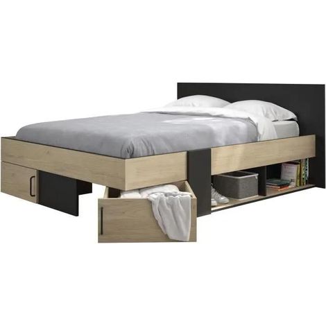 diagone SWIVEL Doppelbett bicolor schwarz und natürliche Kastanie