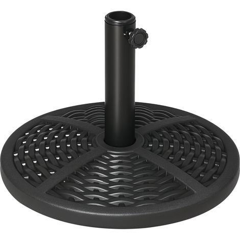 Pied de parasol noir Ø 45 x 33 cm, poids 9 kg, base lestée pour parasol de jardin ou terrasse. (1/5)